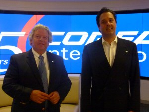 IVI Chairman Luis Correa (L) with President Eduardo Lara